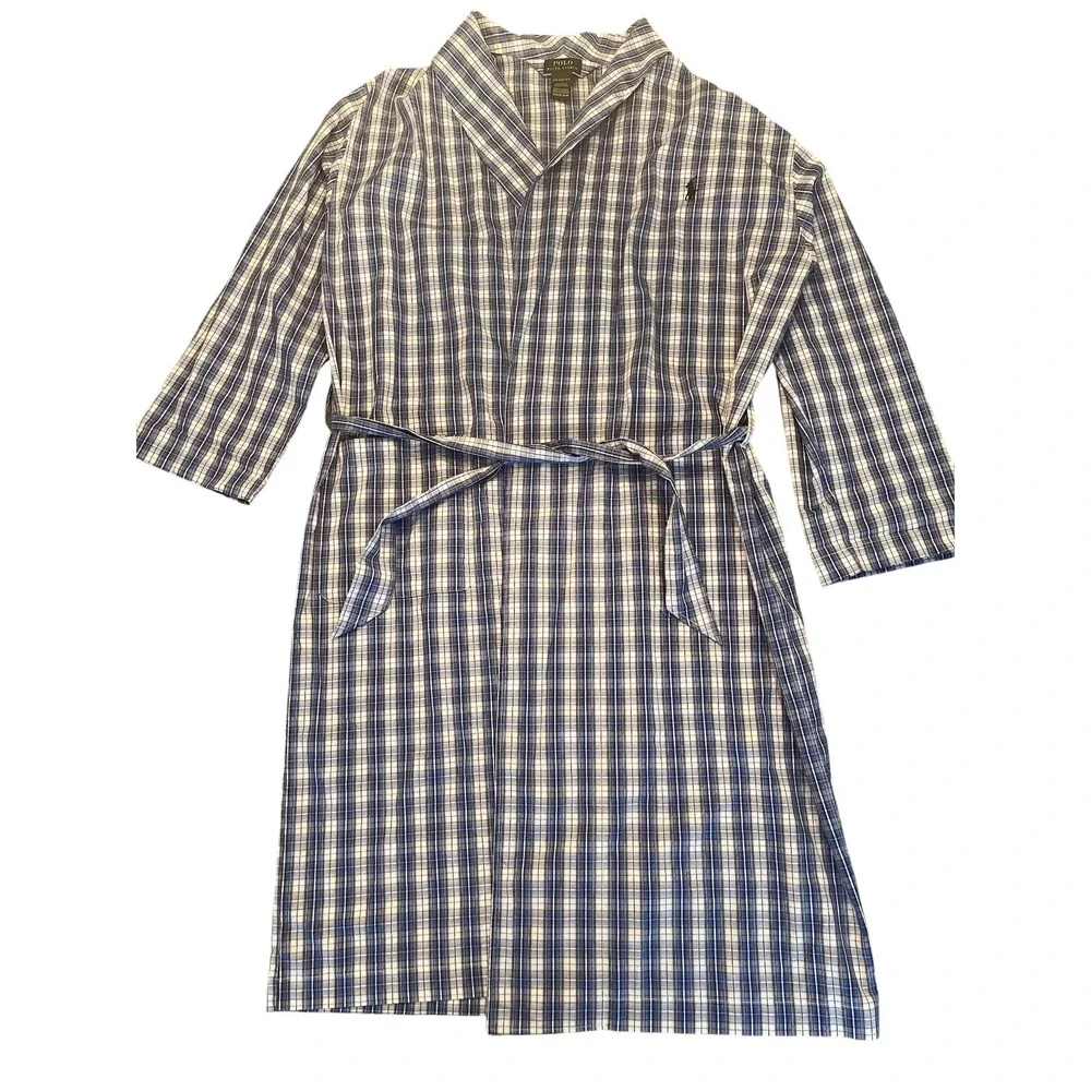 Polo Ralph Lauren 100% Cotton Lightweight‎ Belted Mens S/M Blue Plaid